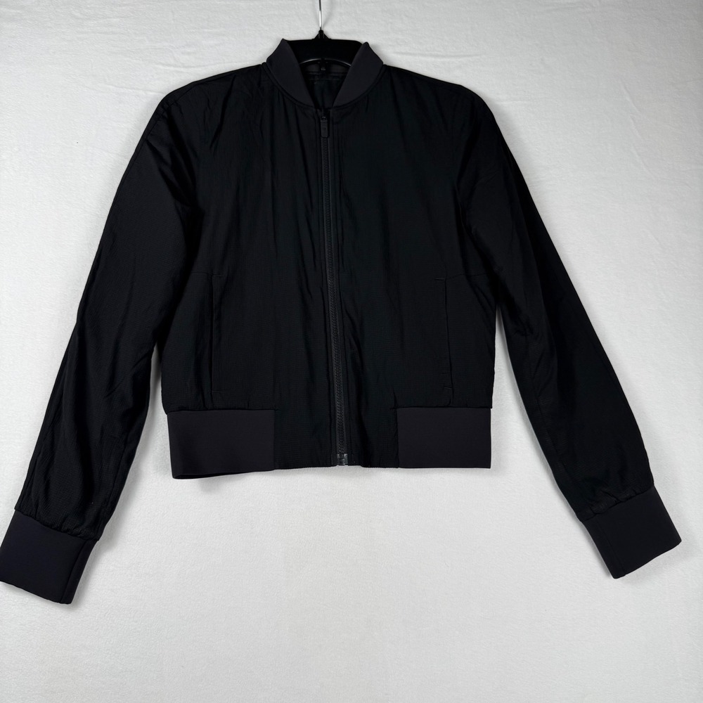 Lululemon‎ Non-Stop Bomber Jacket 2 Black Lightweight Ripstop Athletic Cropped